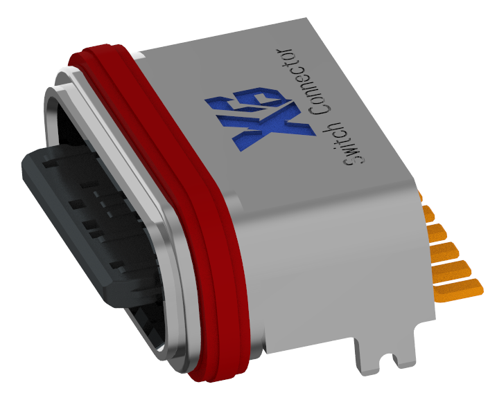 XB-TYPE C 8P-1-XX IPX7防水TYPE C USB 8P SMD 板上防水母座L=6.65mm(带钢片)(U型锌合金外壳 外露0.95)